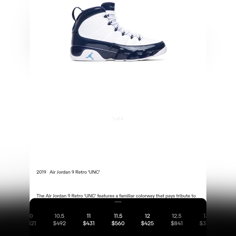 Air Jordan 9 Retro "UNC" - Picture 13 of 14